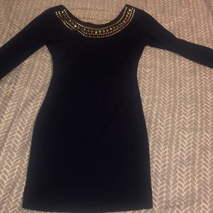Navy blue long sleeve mini dress